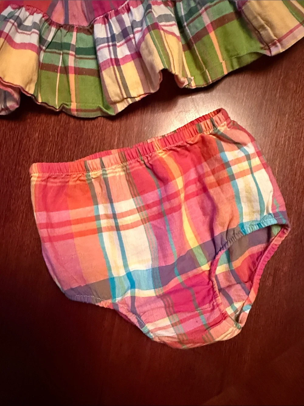 Ralph Lauren Madras Plaid Tiered Dress with Bloomers